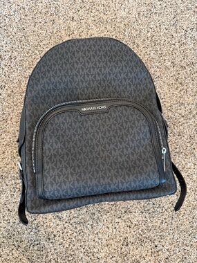 Michael Kors Women’s Black MK Monogram Backpack with Black Trim